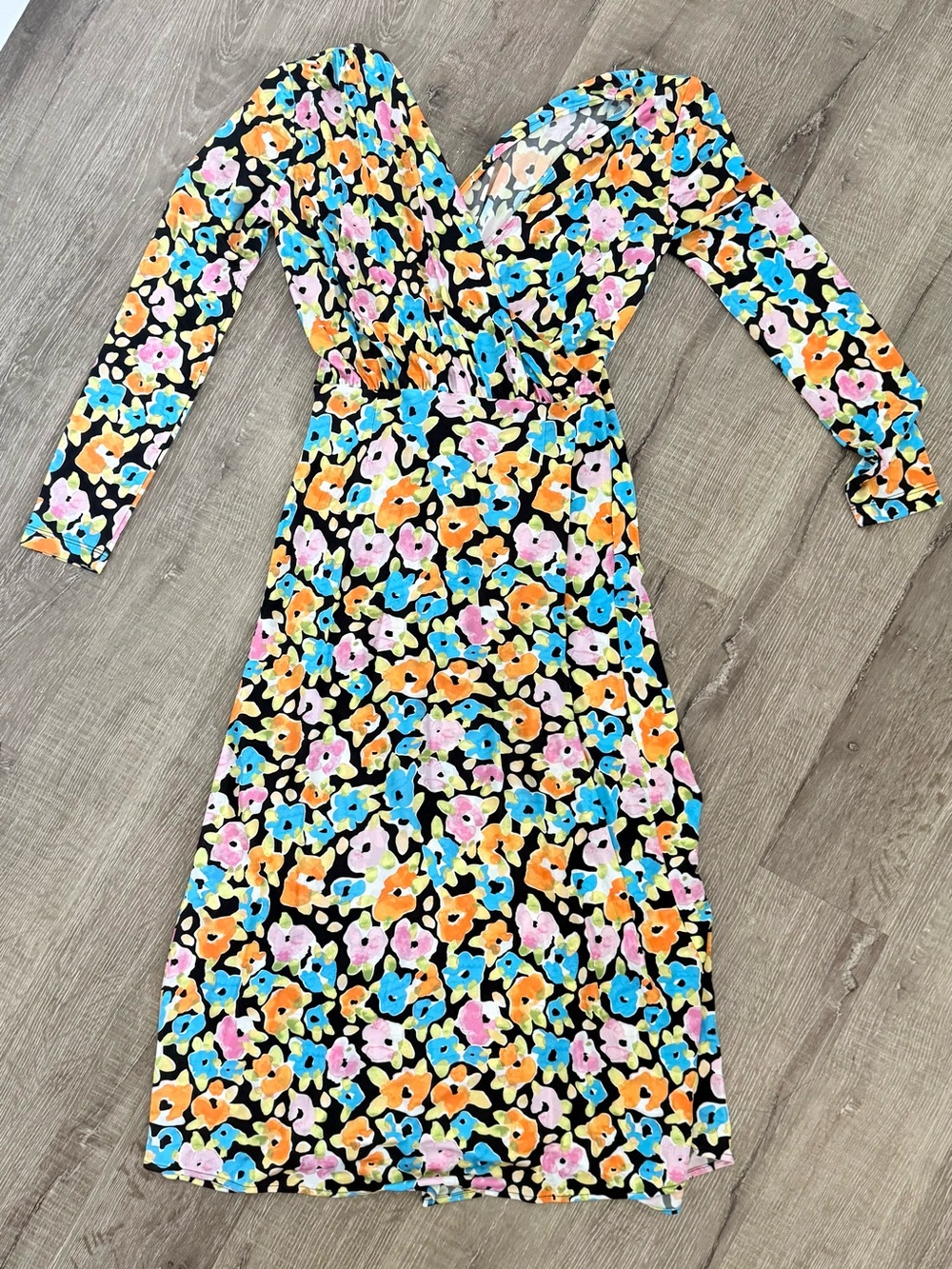 Stine Goya Lola Watercolor Floral Viscose Jersey Midi Dress XS $495